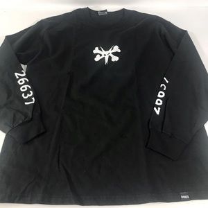 VTG Skateboards Skate One Black Shirt Mens Wolf Skull Sz L (42-44) Long Sleeve‎